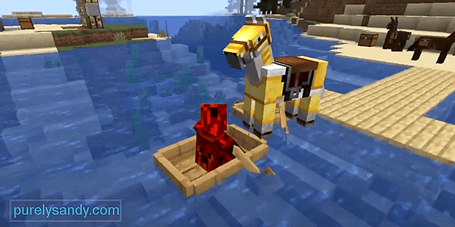 Minecraft ボートで馬を運ぶ